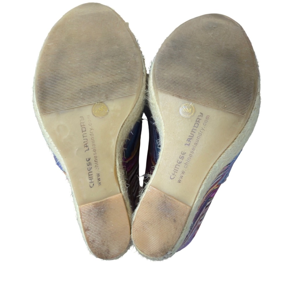 Chinese Laundry Make My Day Navajo Striped  Peep Toe Lace Up Wedge Sandal Size 6 - Picture 6 of 9